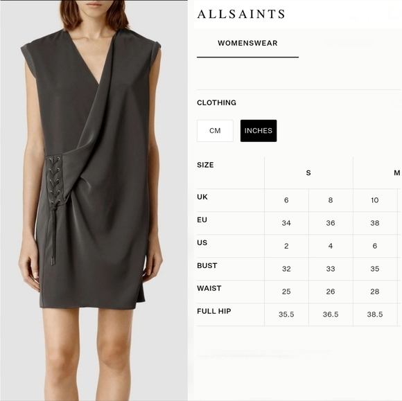 ALLSAINTS AURES Front Lace Mini Dress Olive Green Satin - Picture 15 of 16